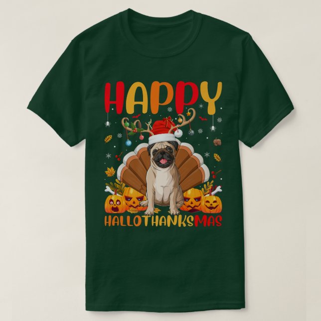Camiseta Gracioso Perro Pug Lover Feliz Pug HelloMas (Diseño del anverso)