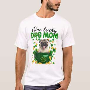 Camiseta Gracioso Perro Pug Mamá Irlandés Green Shamrock