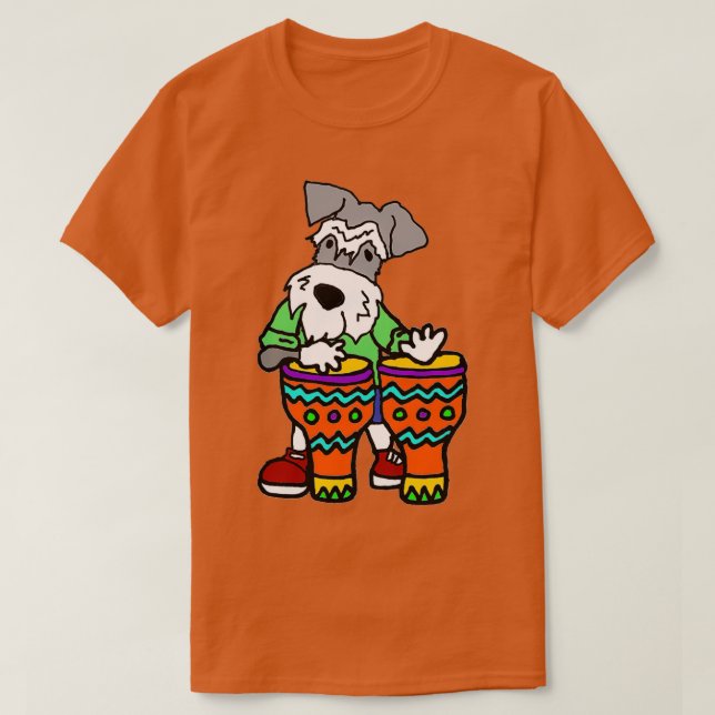 Camiseta Gracioso perro Schnauzer en miniatura que toca tam (Diseño del anverso)