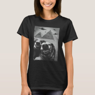 Camiseta Gracioso perro Selfie Alien Pirámide de invasión d