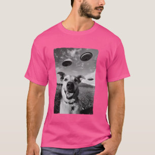 Camiseta Gracioso perro Selfie OVNI Foto Rara Cachorro Blan