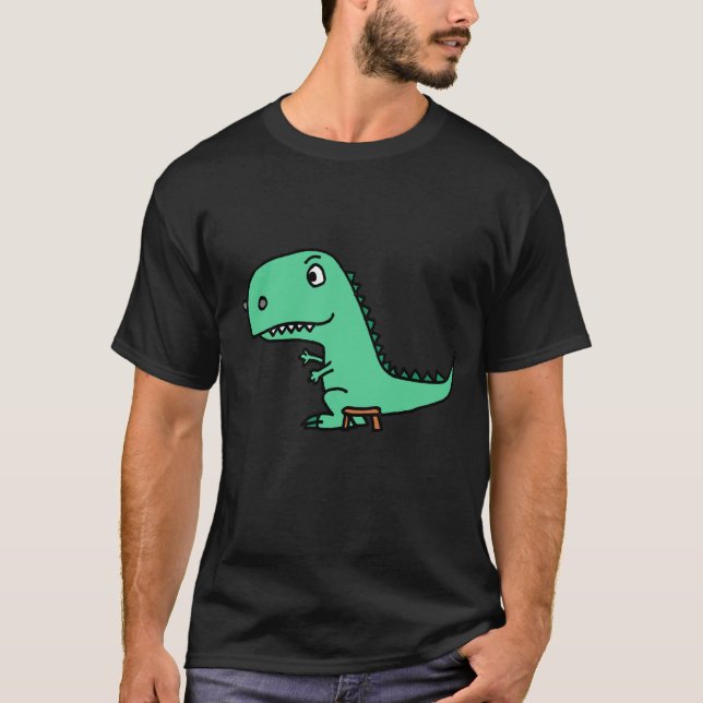 Camiseta Gracioso Personalizado de dinosaurios verde T-rex (Anverso)