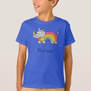 Camiseta Gracioso Personalizado Rhino Arcoiris Cute Niños