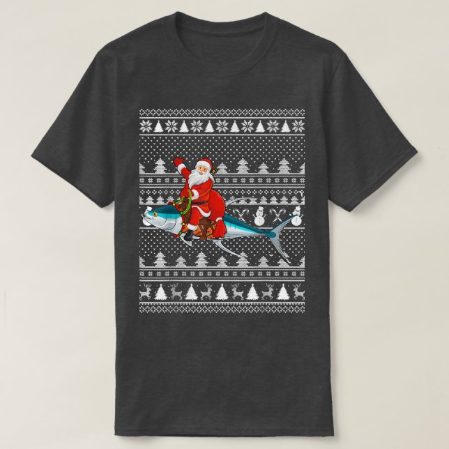 Camiseta Gracioso pez del atún que adorna el atún de Santa  (Diseño del anverso)
