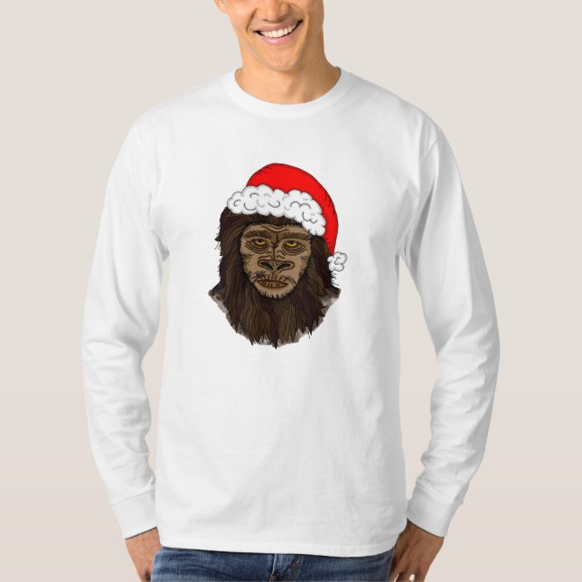 Camiseta Gracioso Pie Grande En El Humor De Santa Hat Sasqu (Anverso)