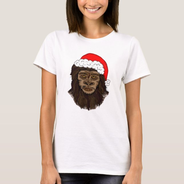 Camiseta Gracioso Pie Grande En El Humor De Santa Hat Sasqu (Anverso)