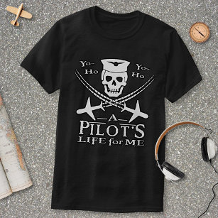 Camiseta Gracioso piloto de cráneo cruza aviones Pirata Hum