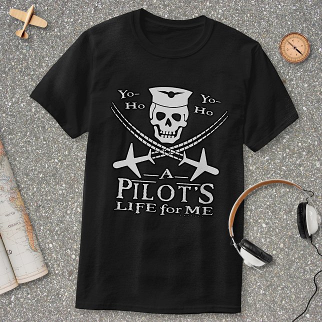 Camiseta Gracioso piloto de cráneo cruza aviones Pirata Hum (Subido por el creador)