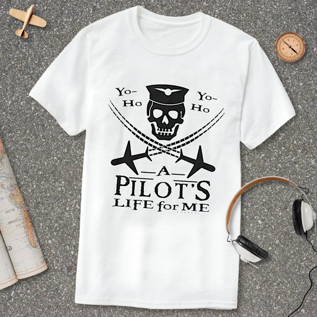 Camiseta Gracioso piloto de cráneo cruza aviones Pirata Hum (Subido por el creador)