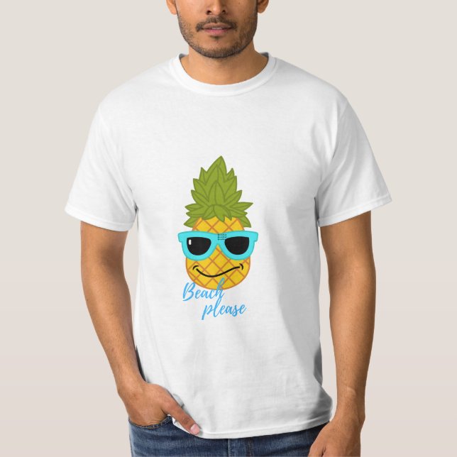 Camiseta Gracioso Pineapple Chillante Con Gafas De Sol De V (Anverso)