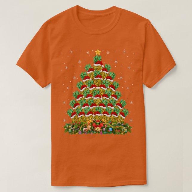 Camiseta Gracioso Pineapple Lover Xmas Luces Piña Cristo (Diseño del anverso)