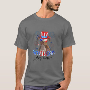 Camiseta Gracioso Pitbull Con Gafas De Sol Bandera De Estad
