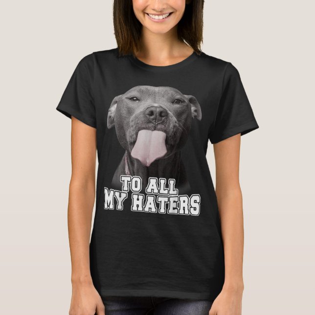 Camiseta Gracioso Pitbull Para Todos Mis Odiadores Pitbull  (Anverso)