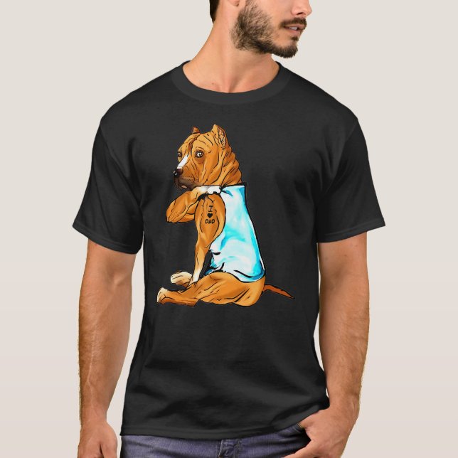 Camiseta Gracioso Pitbull Pitbull Tattoos Me Encanta Sentar (Anverso)