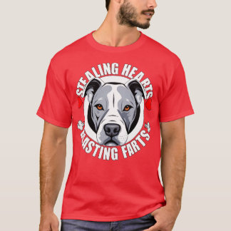 Camiseta Gracioso Pitbull Robando Corazones Blasando Puppy 