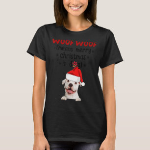 Camiseta Gracioso Pitbull Woof Significa Feliz Navidad En D