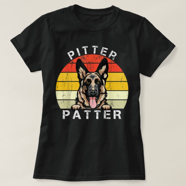 Camiseta Gracioso Pitter Patter Perro Pastor Alemán Rescate (Diseño del anverso)