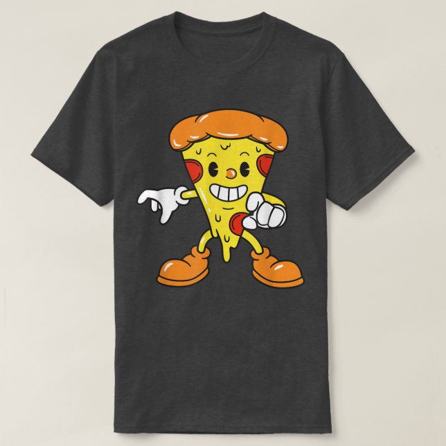 Camiseta Gracioso Pizza Personaje De Caricatura Similar Cut (Diseño del anverso)
