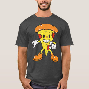 Camiseta Gracioso Pizza Personaje De Caricatura Similar Cut