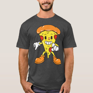 Camiseta Gracioso Pizza Personaje De Caricatura Similar Cut