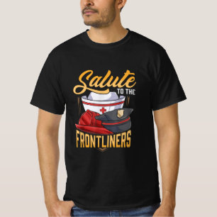 Camiseta Gracioso policía bombero entrega regalos de enferm