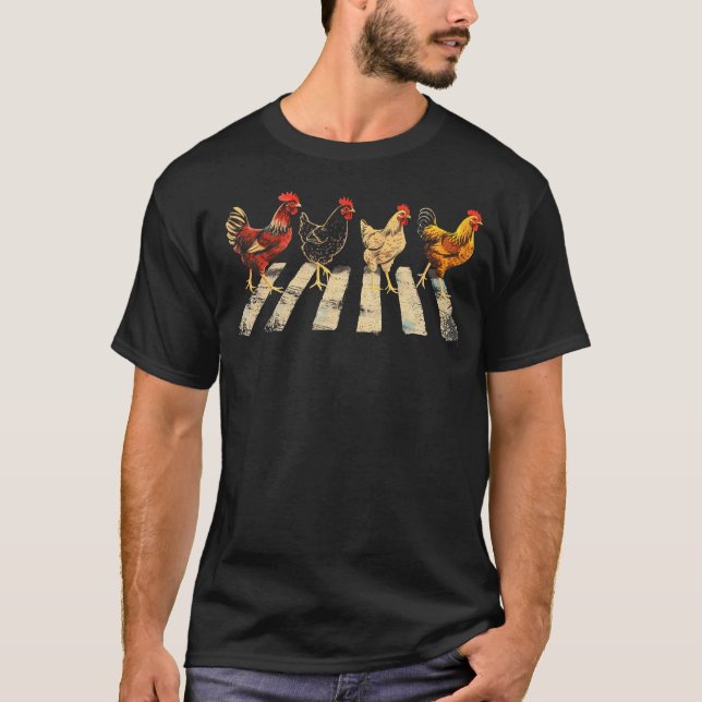Camiseta Gracioso pollo cruzando la carretera Parodia de re (Anverso)