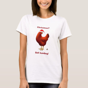 Camiseta Gracioso pollo de Bah Humbug en Santa Hat Poops na