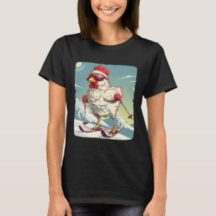 Camiseta Gracioso Pollo De Invierno Con Scu Para Esquiar A 