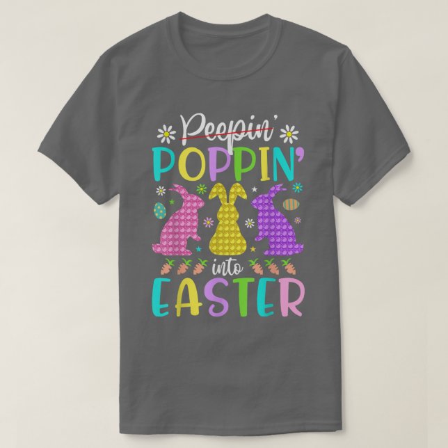 Camiseta Gracioso Poppin Happy en Easter Bunny Easter Day F (Diseño del anverso)