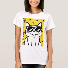Camiseta Gracioso Poster de gato, gato Personalizado con ga