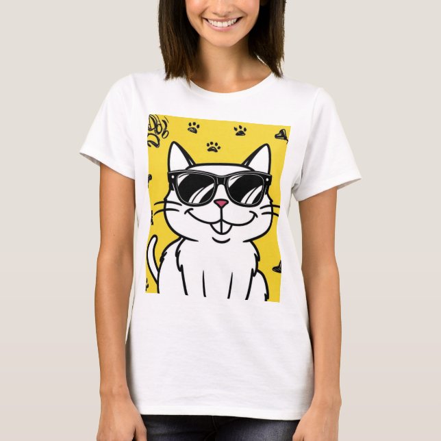 Camiseta Gracioso Poster de gato, gato Personalizado con ga (Anverso)
