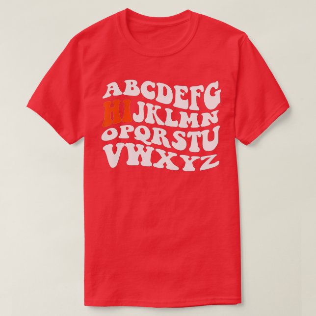 Camiseta Gracioso Pre K Kindergarten Hi Alphabet De Vuelta  (Diseño del anverso)