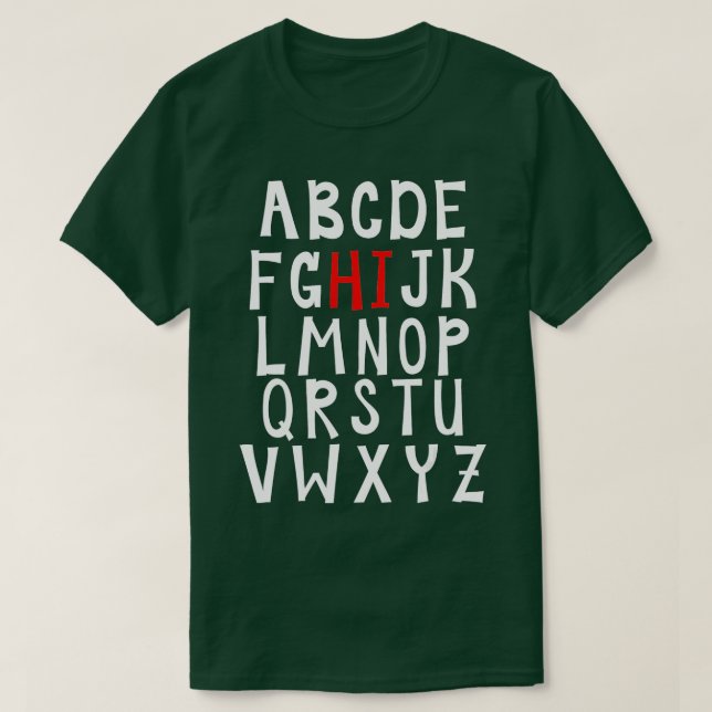 Camiseta Gracioso Pre K Kindergarten Hi Alphabet De Vuelta  (Diseño del anverso)