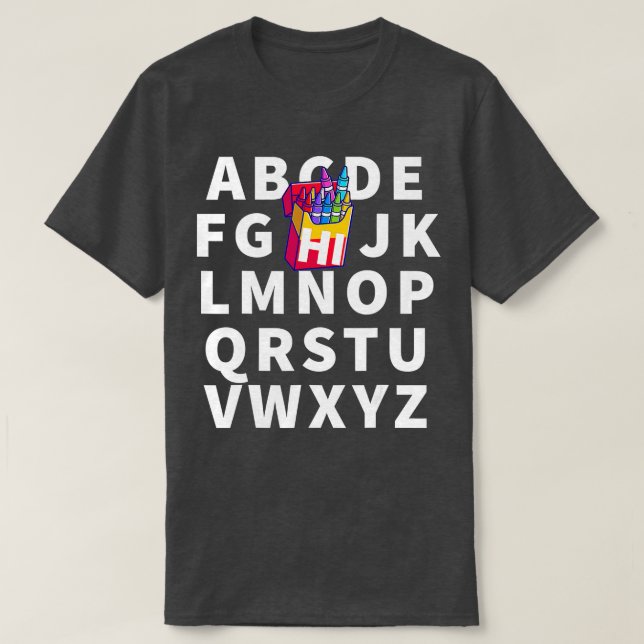 Camiseta Gracioso Pre K Kindergarten Hi Alphabet De Vuelta  (Diseño del anverso)