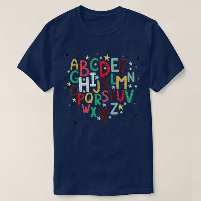 Camiseta Gracioso Pre K Kindergarten Hi Alphabet De Vuelta  (Diseño del anverso)