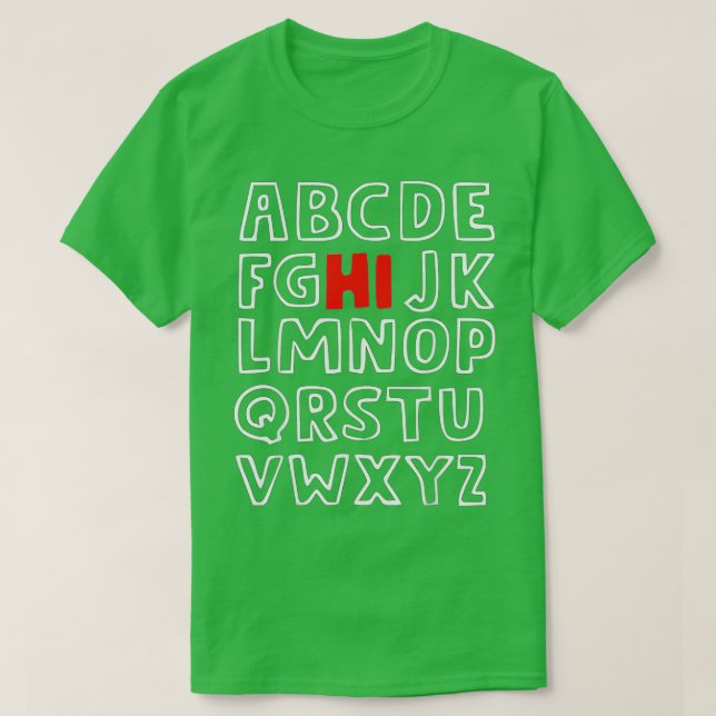 Camiseta Gracioso Pre K Kindergarten Hi Alphabet De Vuelta  (Diseño del anverso)