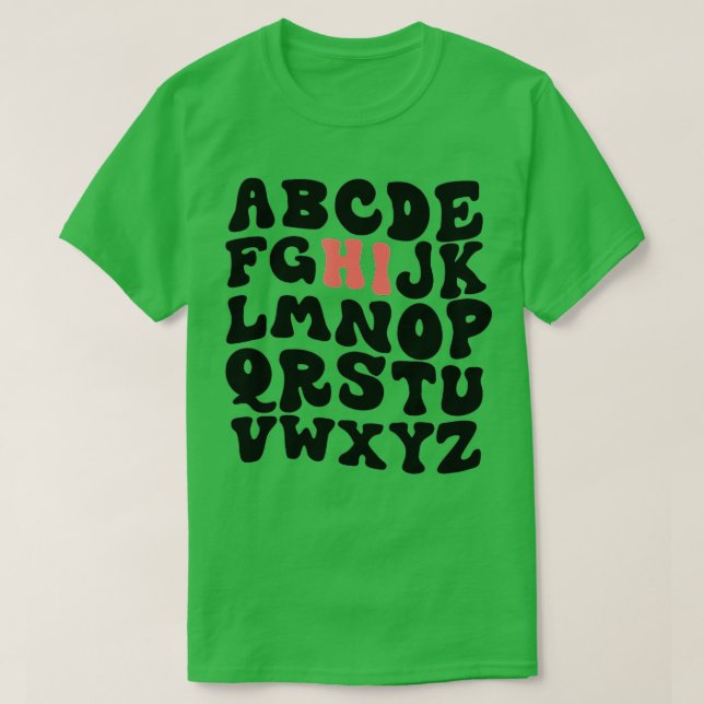 Camiseta Gracioso Pre K Kindergarten Hi Alphabet De Vuelta  (Diseño del anverso)