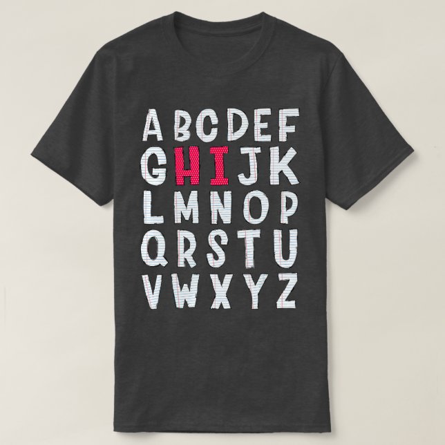 Camiseta Gracioso Pre K Kindergarten Hi Alphabet De Vuelta  (Diseño del anverso)