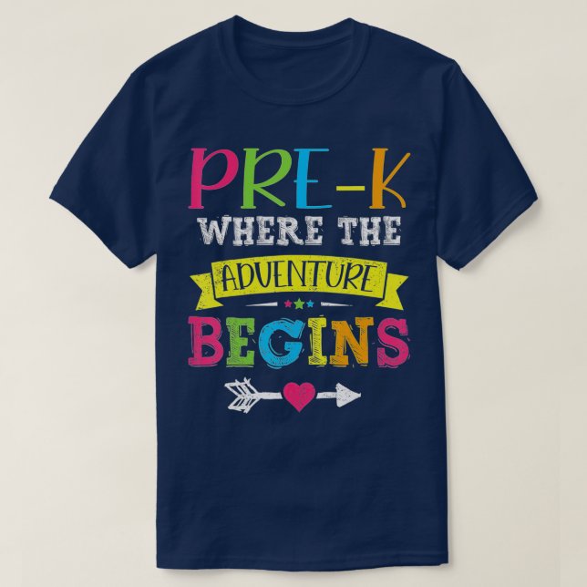 Camiseta Gracioso PreK Donde Comienza La Aventura (Diseño del anverso)