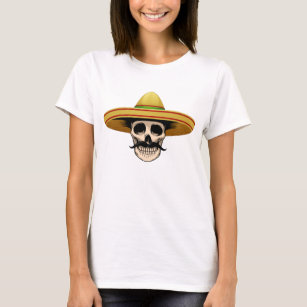Camiseta Gracioso producto de esqueleto mexicano para el cr