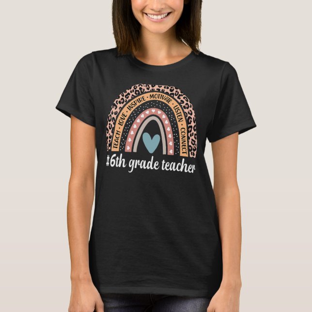Camiseta Gracioso profesor de sexto grado Rainbow Leopard i (Anverso)