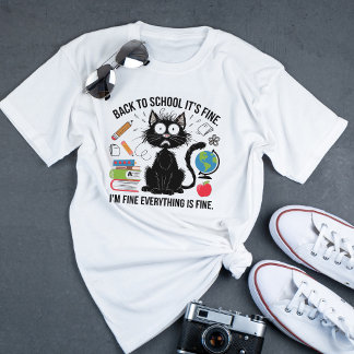 Camiseta Gracioso profesor negro gato está bien