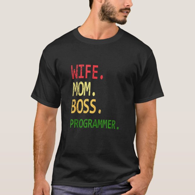 Camiseta Gracioso programador de computadoras Geek Wife Mom (Anverso)