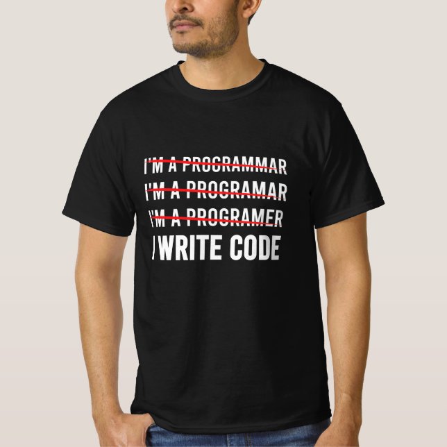 Camiseta Gracioso programador I Wite Code (Anverso)
