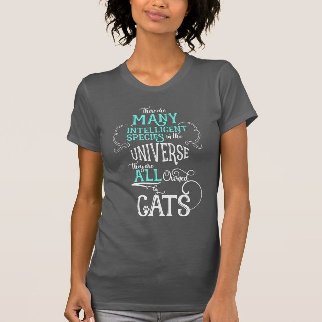 Camiseta Gracioso propiedad de Gato Gato Gato Lover Aqua y  (Anverso)