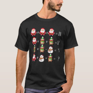 Camiseta Gracioso Prueba Matemática Maestra Santa Navidades