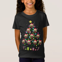 Gracioso Pug Color del árbol de Navidad Lluvia Luz