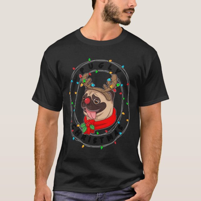 Camiseta Gracioso pug Guay Pugly Navidades disfraces relaja (Anverso)