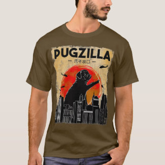 Camiseta Gracioso Pug , Pugzilla , Gracioso Perro Pug