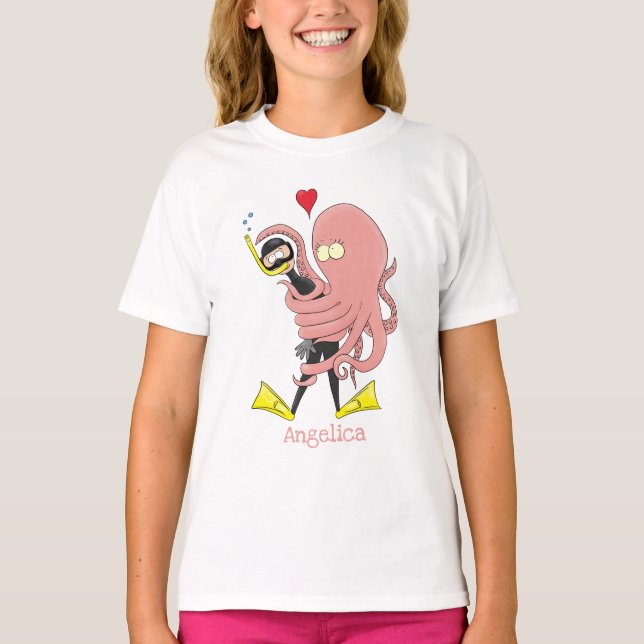 Camiseta Gracioso pulpo abrazos buceo humor personalizado (Anverso)